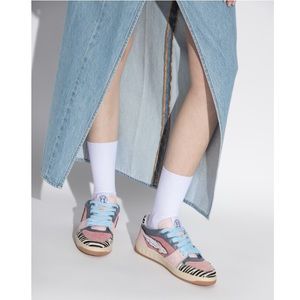 Enterprise Japan logo-patch panelled leather sneakers size 40